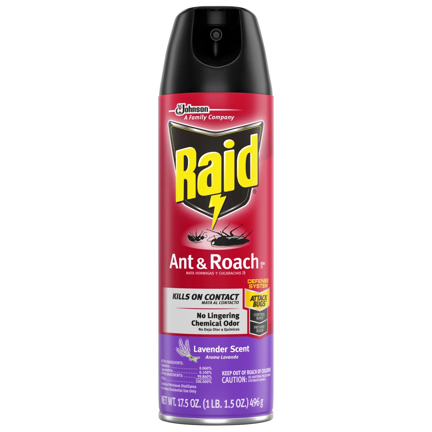 Raid Lavanda para hormigas y cucarachas 496g
