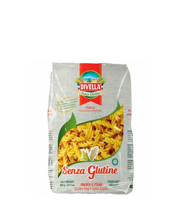 Divella Senza Glutine Fusilli Mais E Riso Gluten Free - Fusilli de maíz y arroz sin gluten 400g