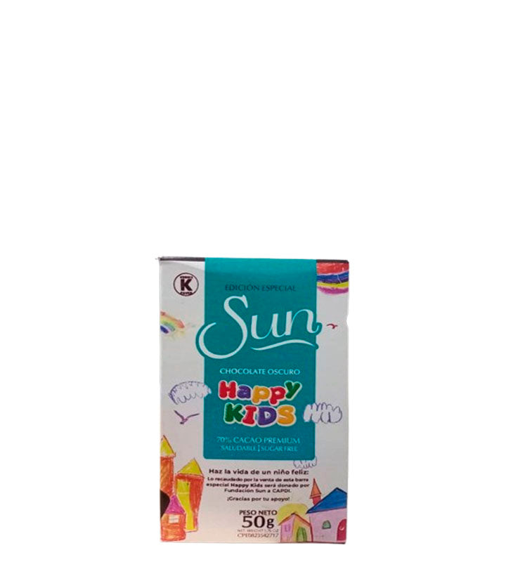 Sun Happy Kids chocolate oscuro 70% cacao premium saludable sugar free 50g
