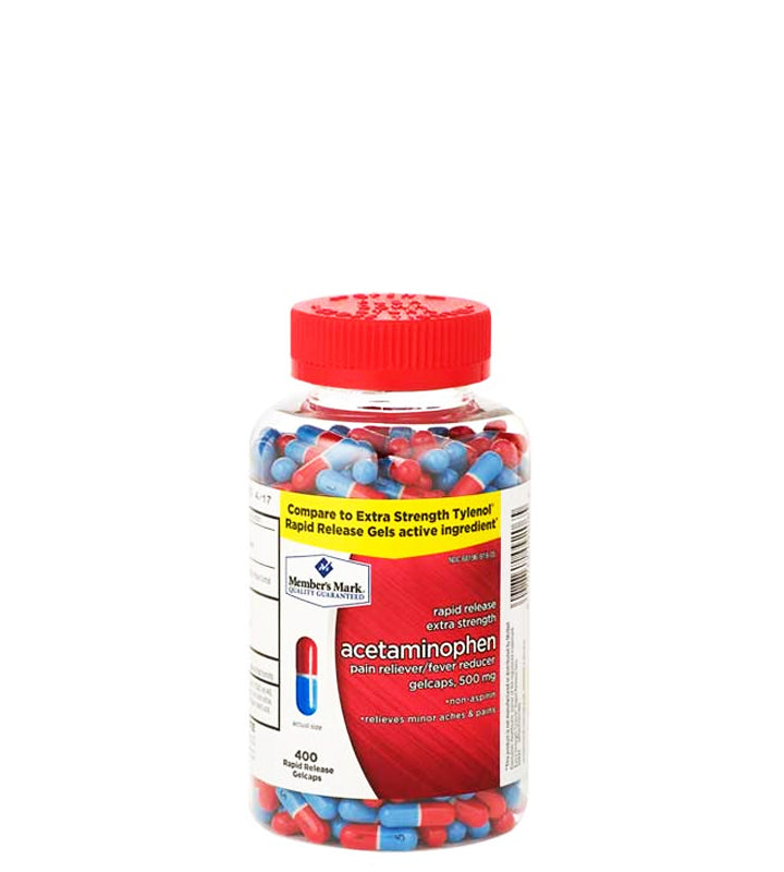 Member's Mark Extra Strength Acetaminophen - Acetaminofén extra fuerte 400 Cápsulas 500mg