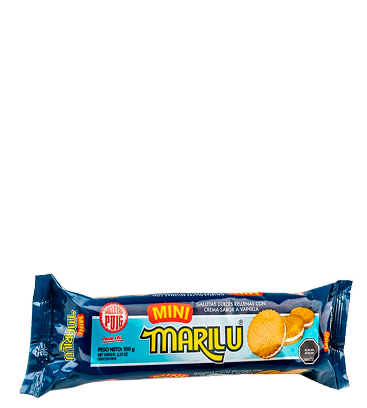 Galletas Puig Mini Marilu Galletas dulces rellenas con crema sabor a vainilla 100g