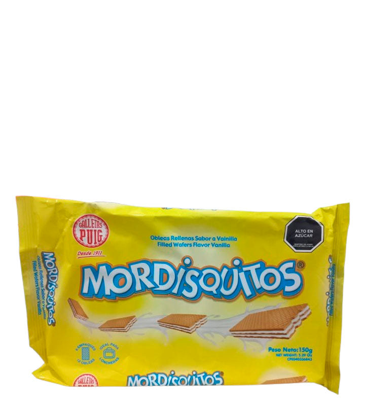 Galletas Puig Mordisquitos obleas / galletas rellenas sabor a vainilla 150g
