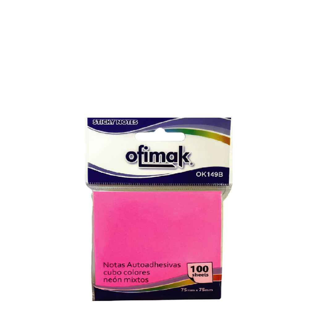 Ofimak Notas Autoadhesivas cubo colores neón mixtos 100 hojas