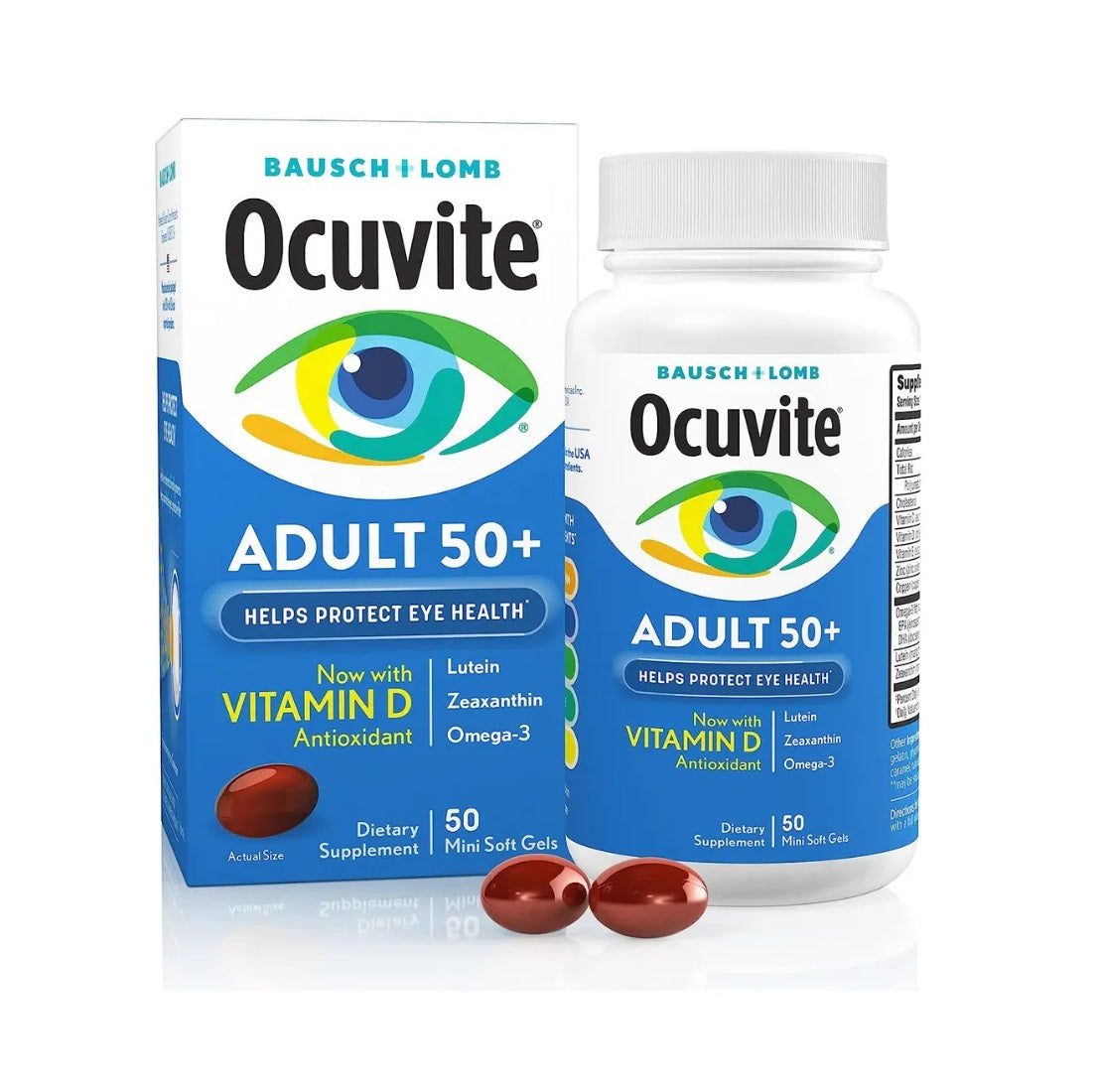 Bausch + Lomb Ocuvite Adulto 50 + con Vitamina D 50 Mini Capsulas Blandas