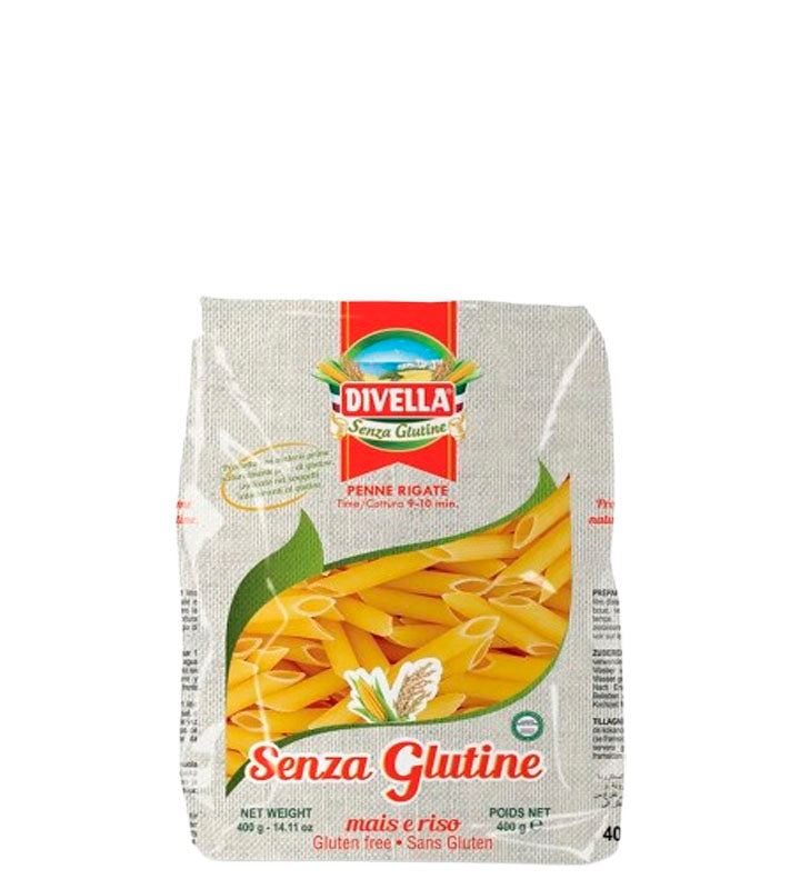 Divella Senza Glutine Penne Rigate Mais E Riso Gluten Free - Penne rigate de maíz y arroz sin gluten 400g
