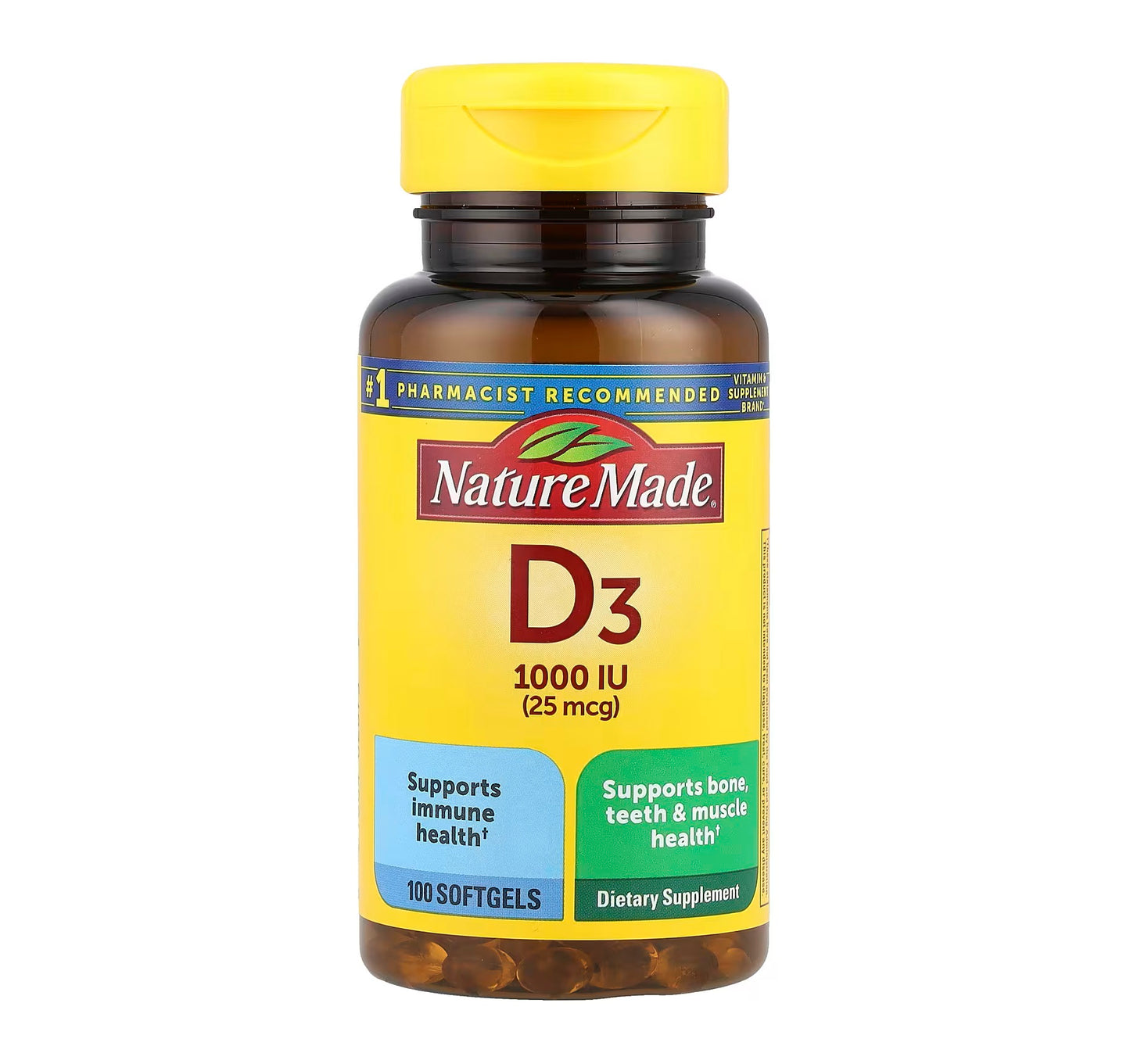 Nature Made D3 1000 IU (25 mcg) 100 Capsulas Blandas