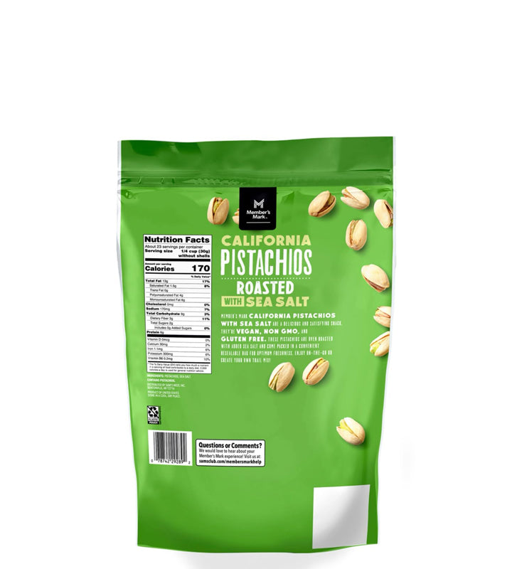 Member's Mark California Pistachios Roasted With Sea Salt - Pistachos de California asados con sal marina 1,36Kg
