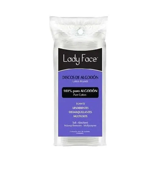Lady Face Discos de Algodón 100% puro algodón 80 unidades