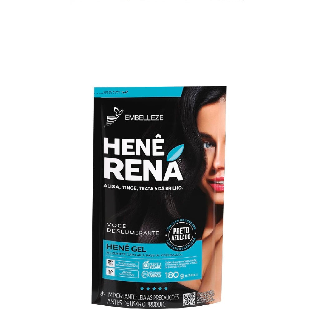 Embelleze Hené Rená Alisante Capilar Preto Azulado - Negro azulado 180g