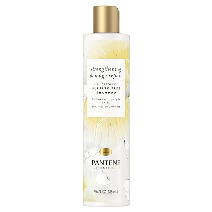Pantene Champú Fortifying Damage Repair sin sulfato con aceite de ricino, mezcla de nutrientes 285ml