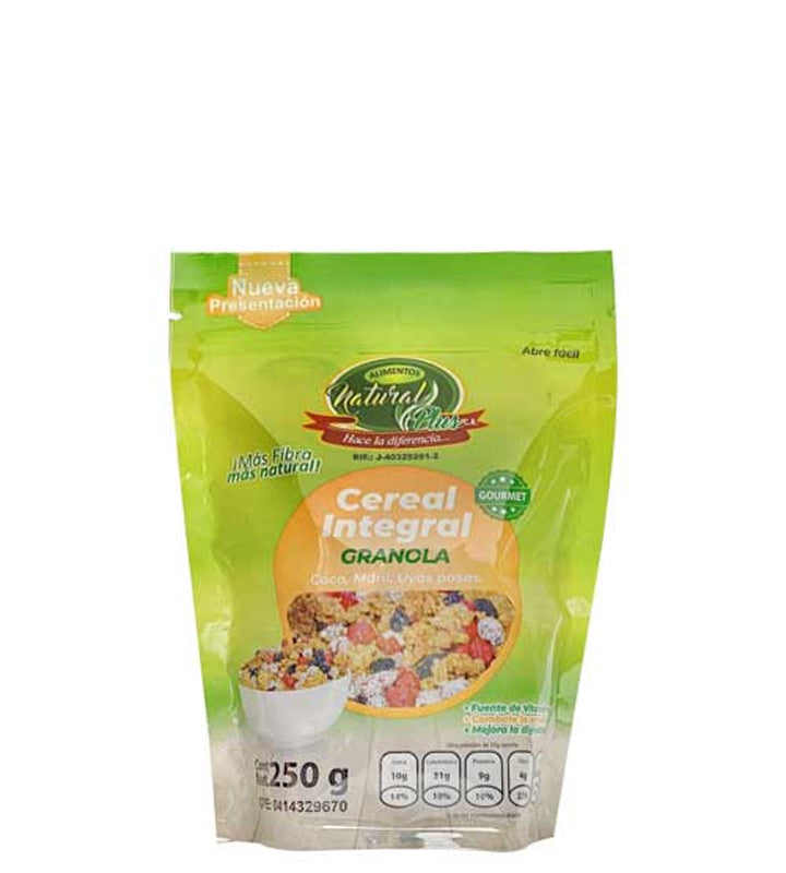 Alimentos Natural Plus Cereal integral granola coco, maní y uvas pasas 250g