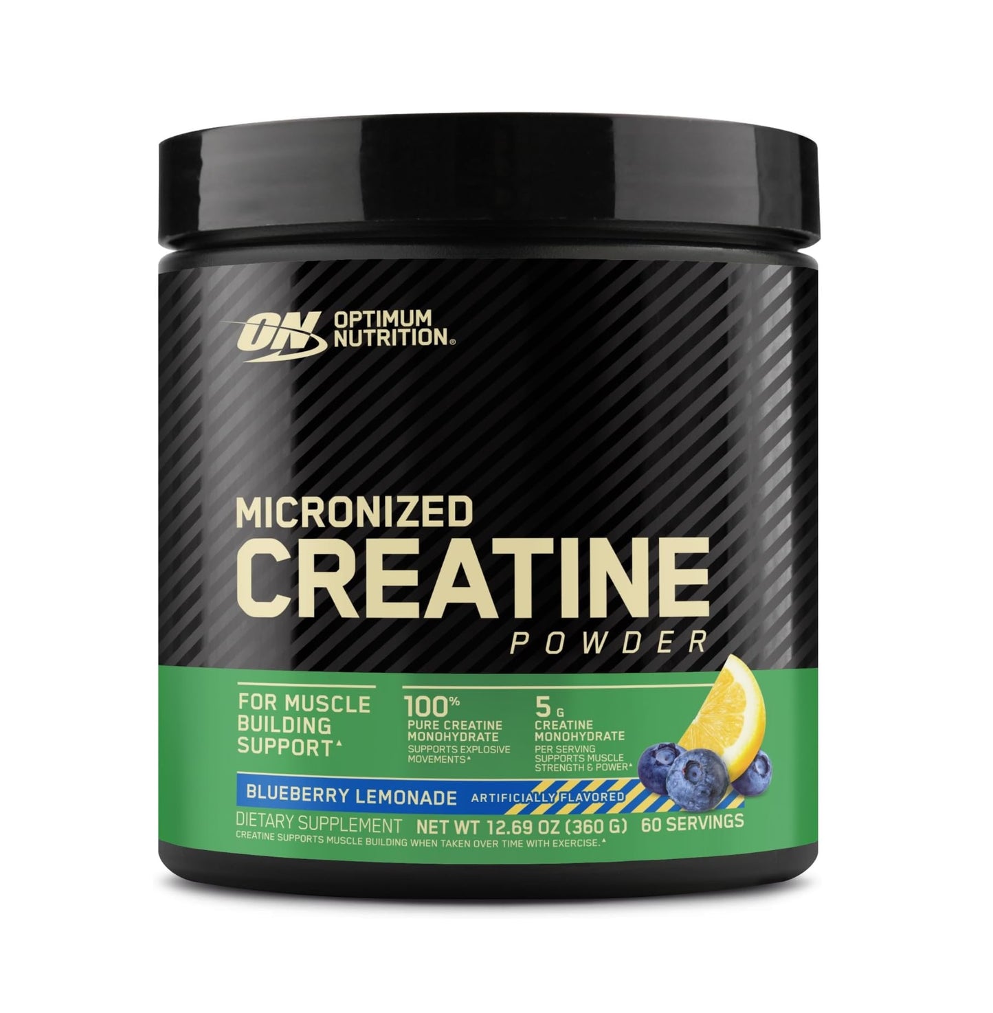 On Optimum Nutrition Monohidrato de Creatina en Polvo Limonada de Arándonos 60 Porciones 360 Gramos