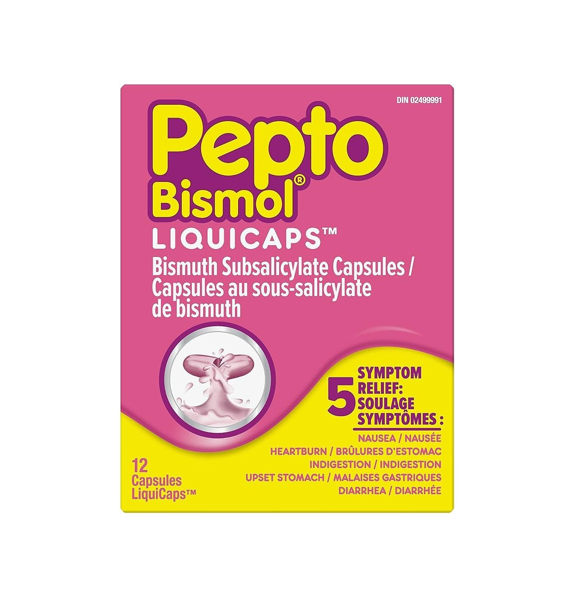 Pepto Bismol Capsulas Liquidas 5 Alivio de los Síntomas, Malestar Estomacal y Diarrea