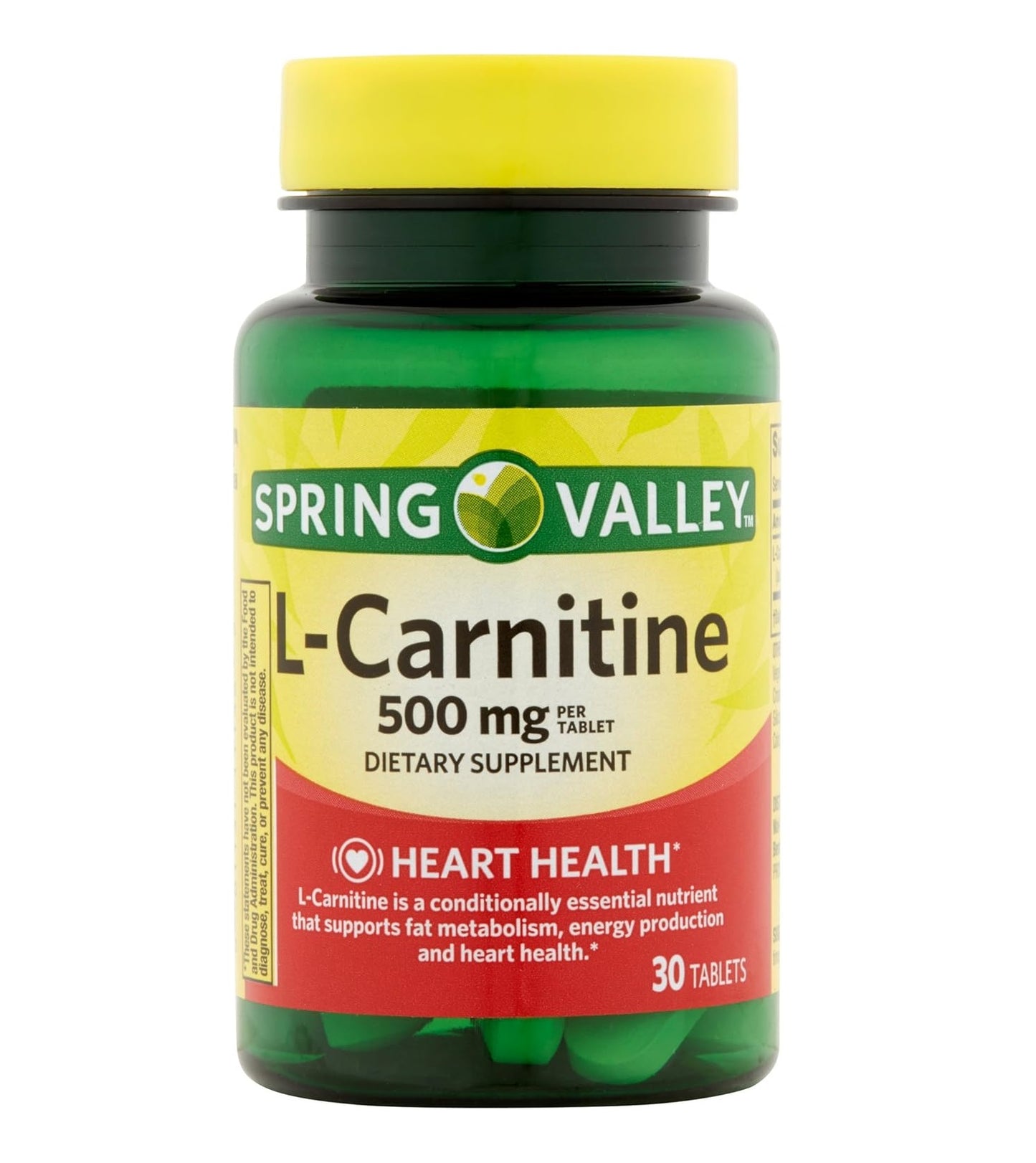 Spring Valley L-Carnitina 500 mg Por Tableta 30 Tabletas