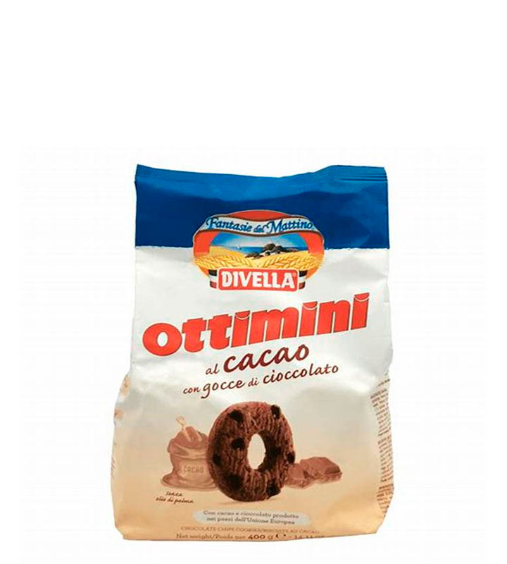 Divella Ottimini al cacao con gocce di cioccolato - Galletas de cacao con pepitas de chocolate 400g