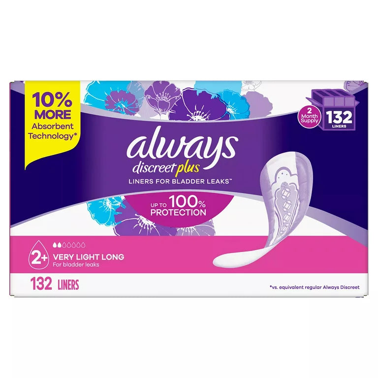 Always Discreet plus Revestimientos discretos para incontinencia, absorción muy ligera