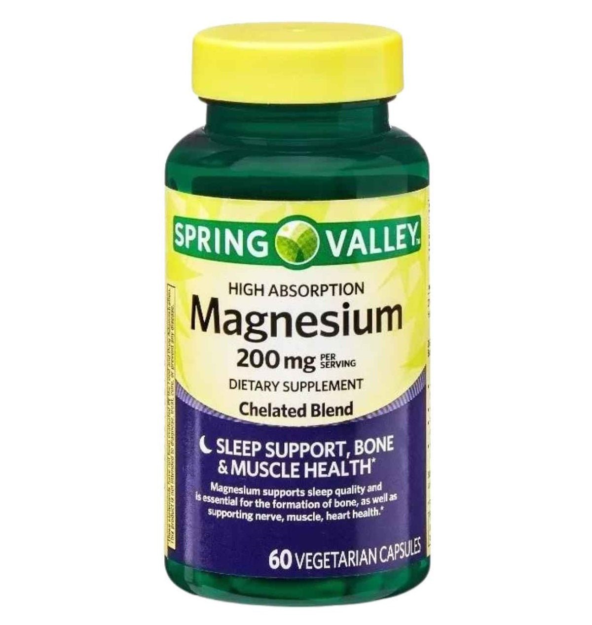 Spring Valley magnesio de Alta Absorción 200 mg 60 Capsulas Vegetarianas