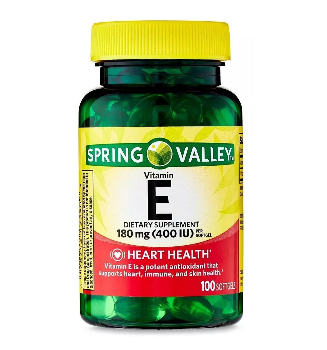 Spring Valley Vitamina E Suplemento Dietético 180 mg (400 IU) 100 Capsulas