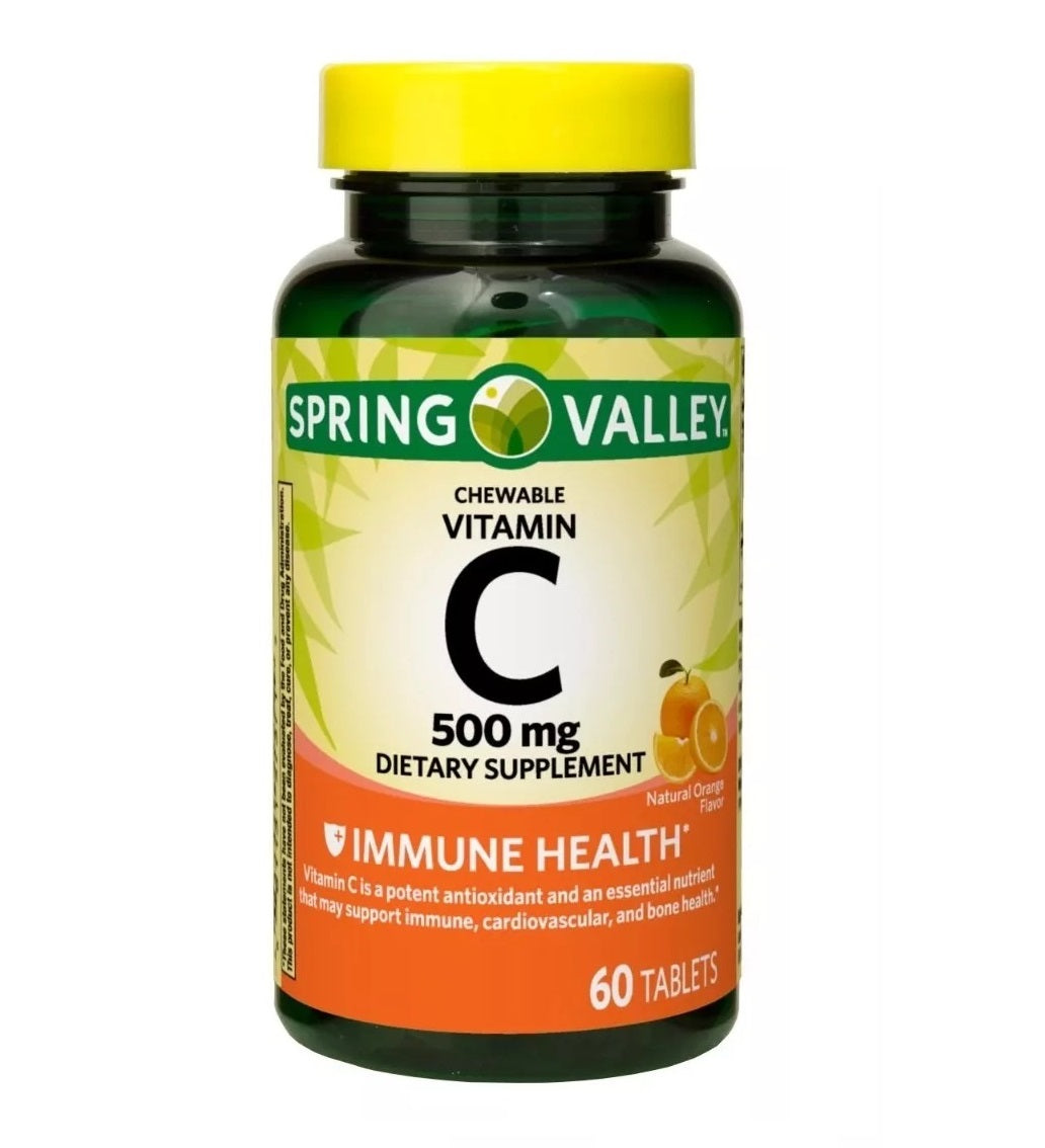 Spring Valley Vitamina C Masticable 500 mg Suplemento Dietetico 60 Tabletas