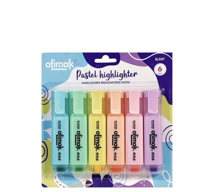 Ofimak Marcadores Resaltadores Pastel 6 Und