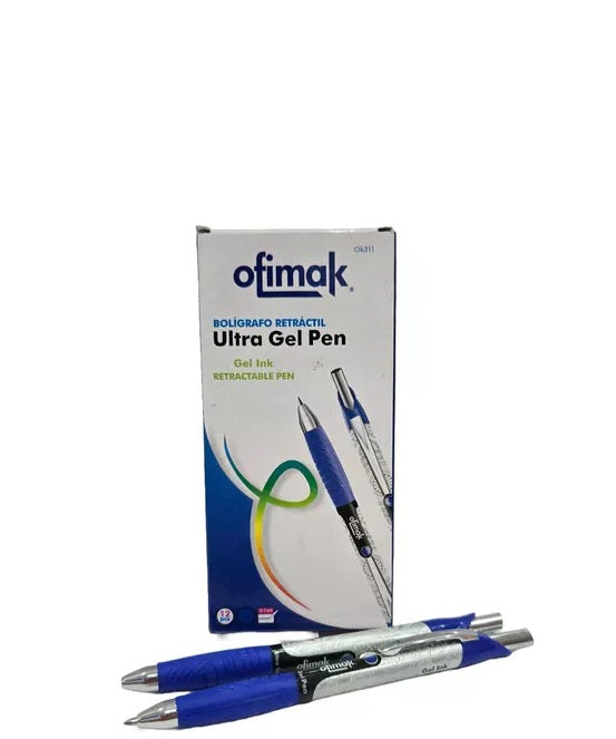 Ofimak Bolígrafo Retráctil Azul 0.7mm Ultra Gel Pen 12 Und