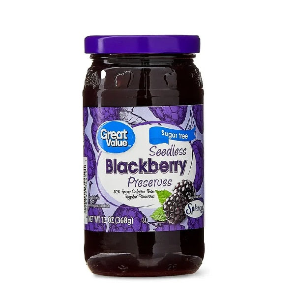 Great Value Seedless Blackberry Preserves sugar free- mermelada de mora sin semillas 368g