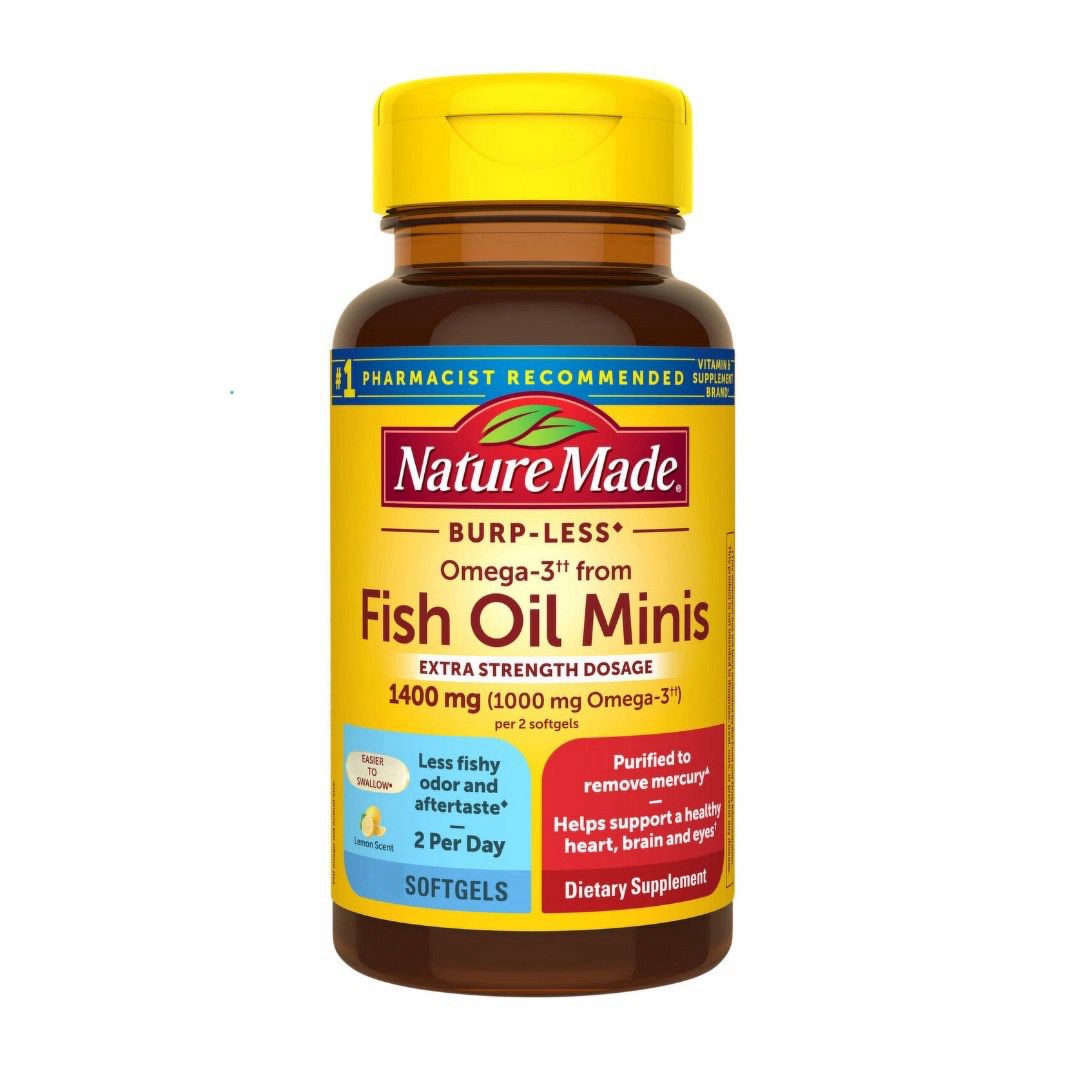 Nature Made Burp-Less Omega-3 del Aceite de Pescado de 1400 mg Minis 80 Capsulas Blandas