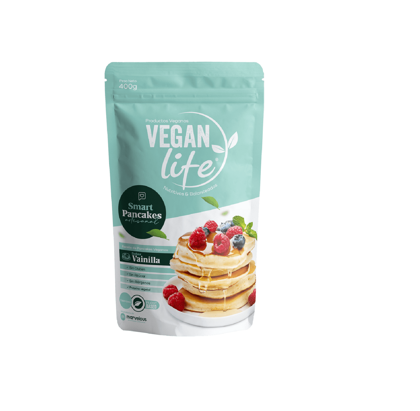 Vegan Life/ Mezcla lista para pancakes veganos sabor natural a vainilla 400g