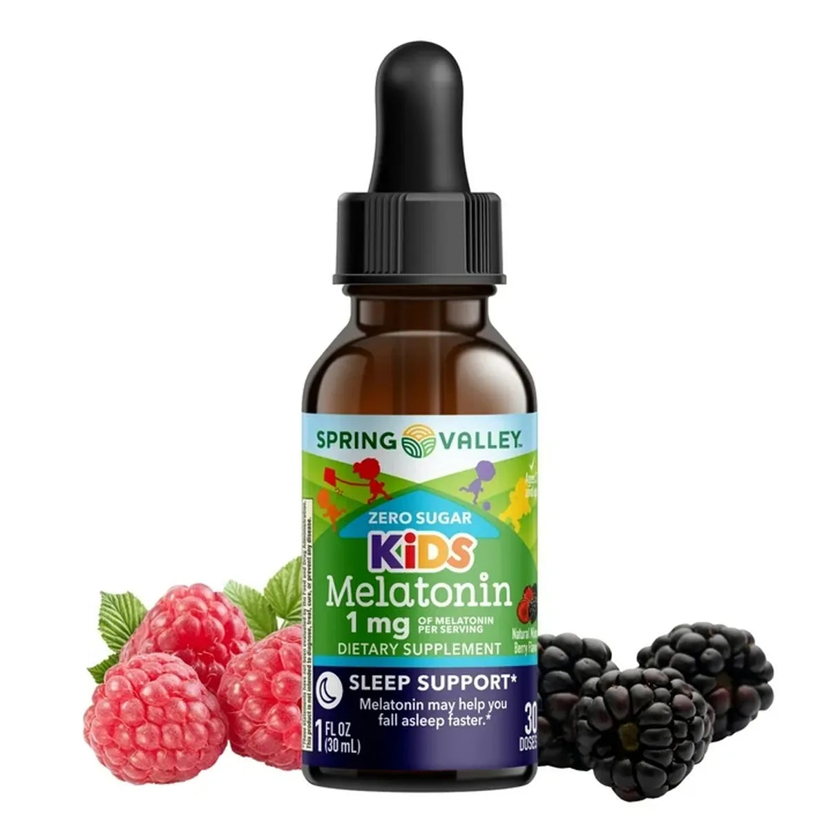Spring Valley Melatonina Sin Azúcar de 1 mg Por Porción Para Niños 30 ml
