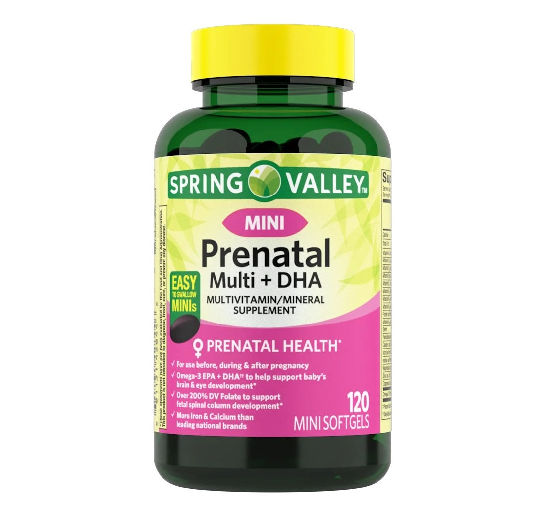 Spring Valley Prenatal Mini Multi + DHA 120 Capsulas Pequeñas