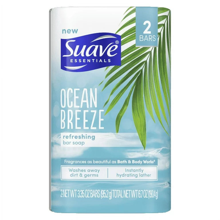 Suave Essentials Ocean Breeze Jabón en barra 2 unidades