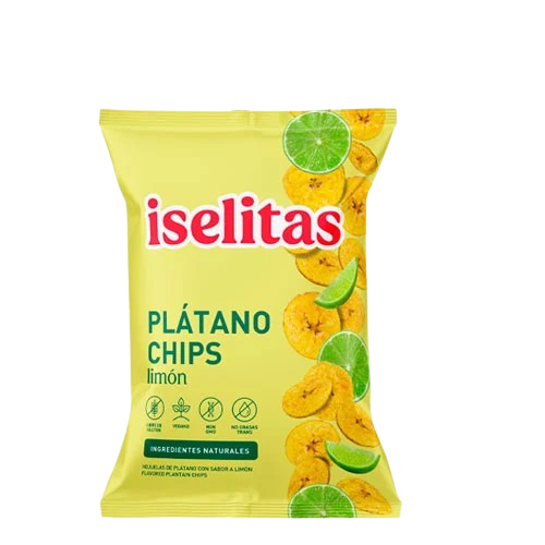 Iselitas Plátano Chips Hojuelas de plátano con sabor a Limón 85g