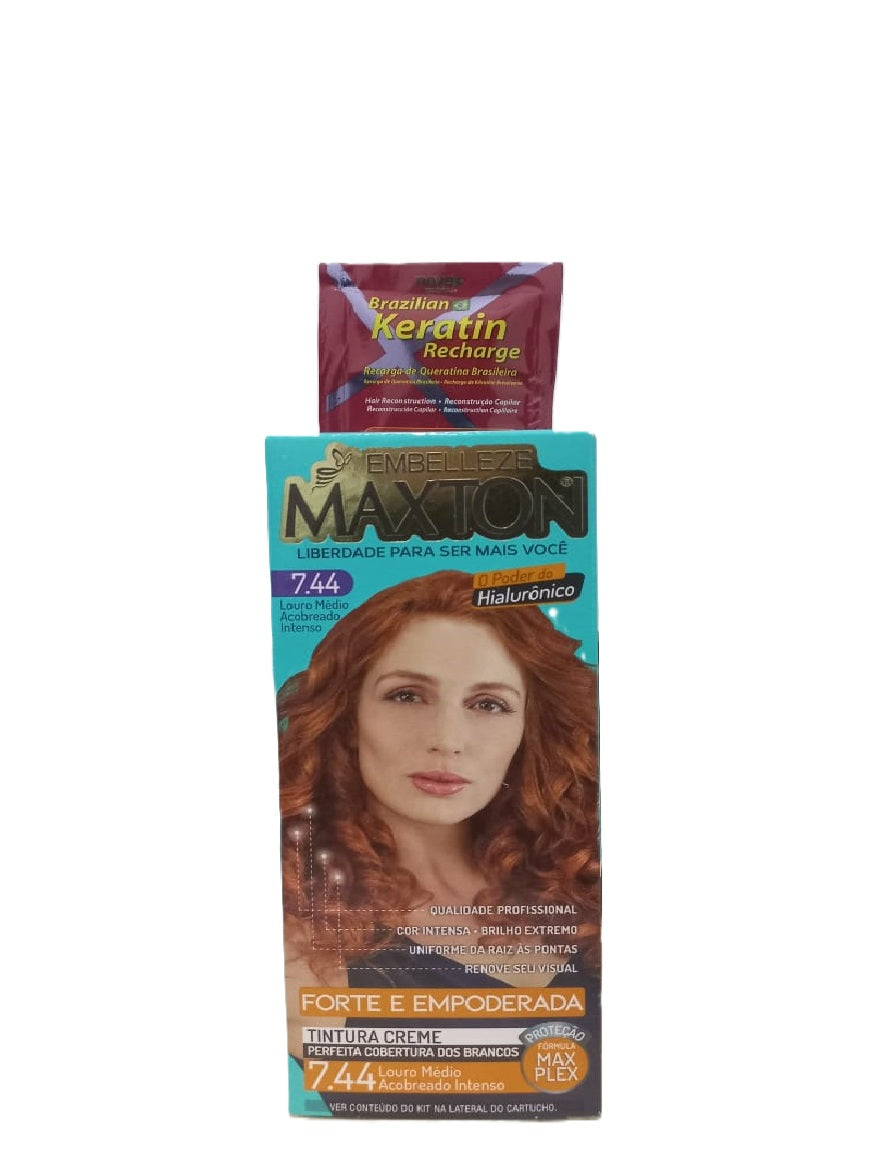 Embelleze Maxton Tinte 7.44 Louro Medio Acobreado Intenso - Rubio Medio Cobrizo Intenso