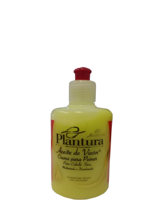 Plantura Crema para Peinar Aceite de Visón para Cabello Seco, Maltratado o Decolorado 300ml