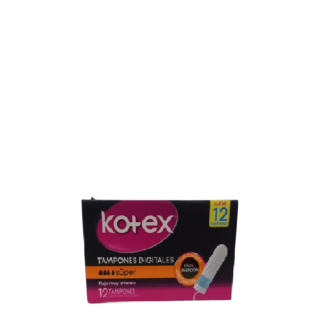 Kotex Tampones Digitales Flujo Super Intenso 12 Tampones