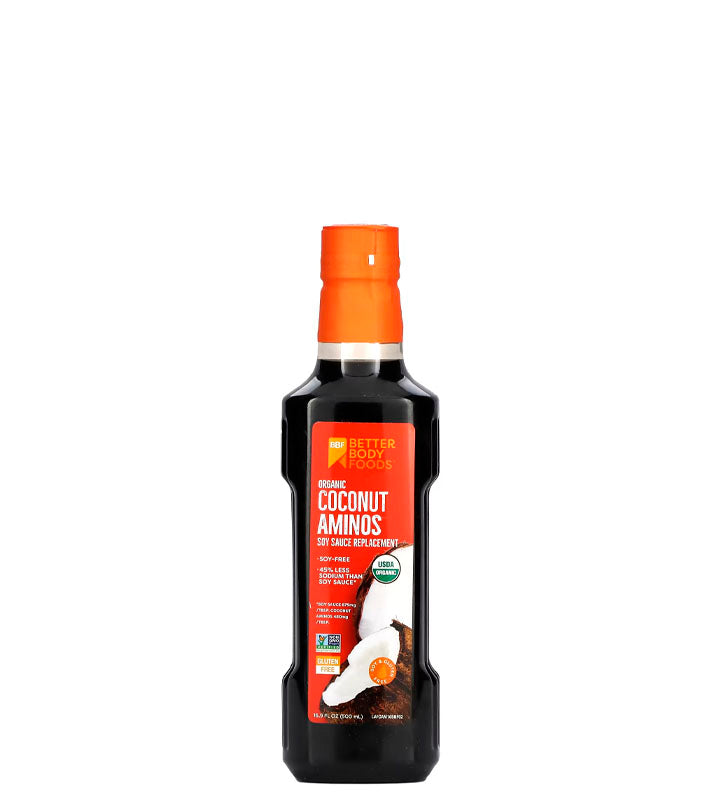 Better Body Foods Animos de Coco Organicos, sustituto de la salsa de soja 500ml