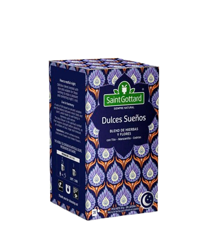Saint Gottard Dulces Sueños Blend de Hierbas Y flores con Tilo, Manzanilla, Cedron 20 sobres