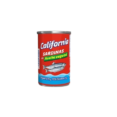 California Sardinas en aceite vegetal Peso neto 170g