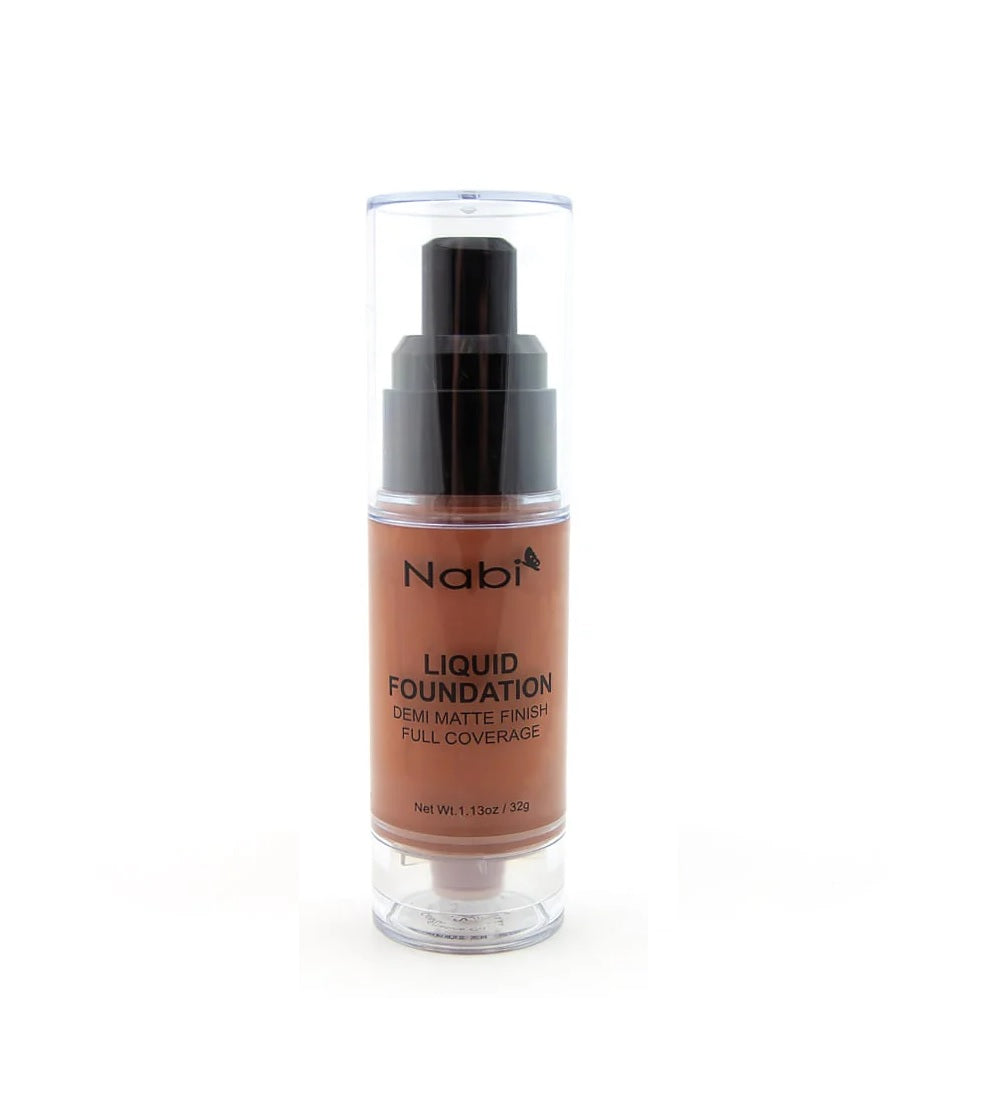 Nabi Liquid Foundation Demi Matte Finish Full Coverage - Base liquida con acabado semi mate y cobertura total 12 Toffee 32g