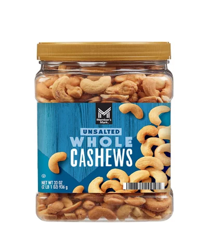 Member's Mark Unsalted Whole Cashews - Anacardos enteros sin sal 936g