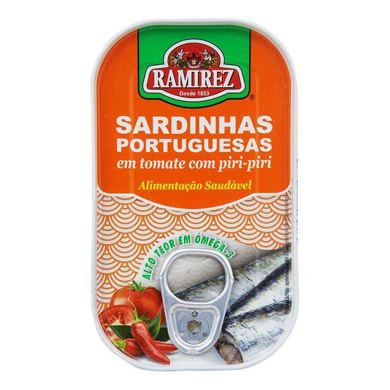 Ramírez Desde 1853 Sardinas portuguesas en tomate con piri-piri Peso neto: 100g