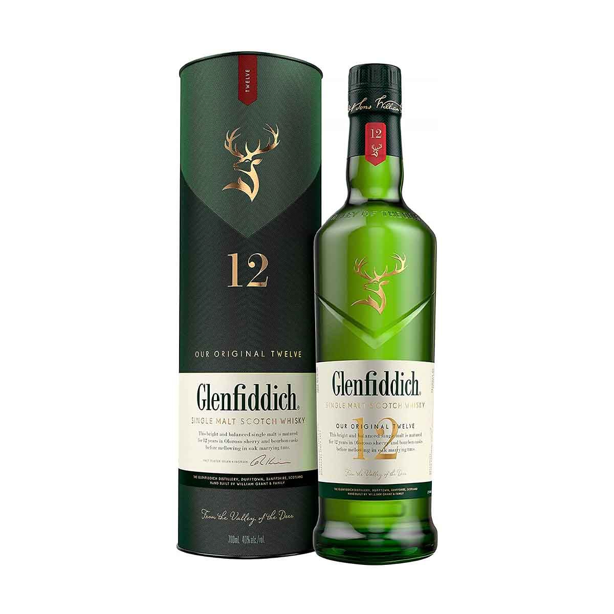 Glenfiddich single malt scotch whisky 12 años 750ml.