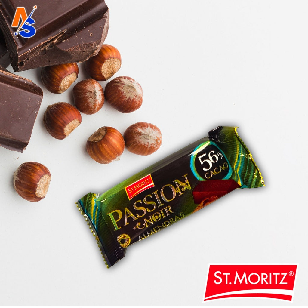 ST. MORITZ CHOCOLATE OSCURO CON ALMENDRAS 56% DE CACAO 32G