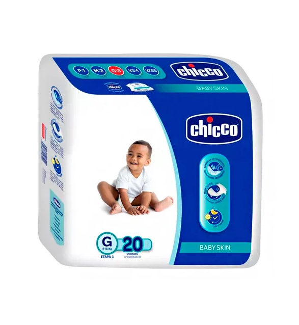 Chicco Pañales Desechables Baby Skin G 9-12,5Kg 20 Und