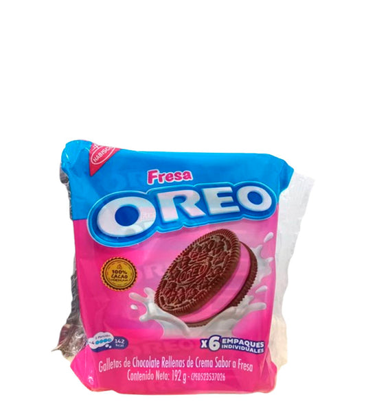 Nabisco Oreo Galletas de chocolate rellenas de crema sabor a fresa 6 paquetes individuales 192g