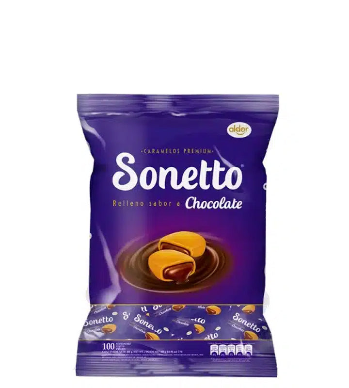 Sonetto Caramelos rellenos sabor a chocolate 100 unidades 400g