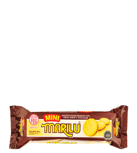 Galletas Puig Mini Marilu Galletas dulces rellenas con crema sabor a chocolate 100g
