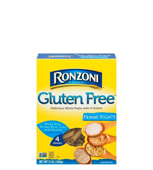 Ronzoni Gluten Free Penne Rigate Delicious White Pasta With 4 Grains - Penne Rigate sin gluten deliciosa pasta blanca con 4 cereales 340g