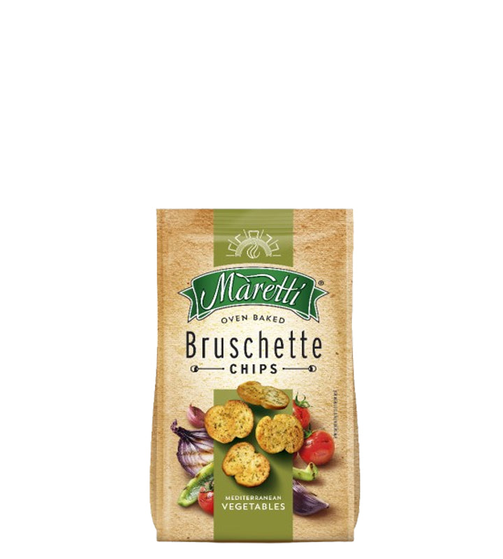 Maretti Oven Baked Bruschette Chips Mediterranean Vegetables Flavour - Bruschette chips al horno sabor a verduras mediterráneas 70g