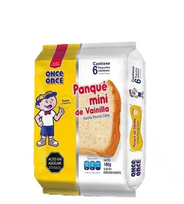 Once Once Panque mini de vainilla 6 paquetes individuales 180g